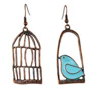 YAZILIND Women Bohemian Dangle Drop Earrings Vintage Bird Birdcage Fish Fishhook Earrings Statement Retro Ethnic Bronze Ear Jewellery