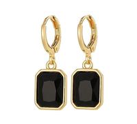 YAZILIND Women's Luxury Hoop Earring Geometric Rectangular Cubic Zirconia Pendant Drop Dangle Earrings Ladies Girls Simple Ear Jewelry(Black)