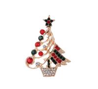 YAZILIND Xmas Brooch Pin Rhinestone Christmas Tree Bell-shape Painted Drip Oil Corsage Female Xmas Breastpin Jewelry(#2)