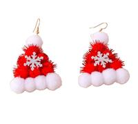 YAZILIND Xmas Dangle Earrings with Snowflake Decor - Santa Hat Shape Pendant Drop Earring Xmas Jewelry for Parties(Red)