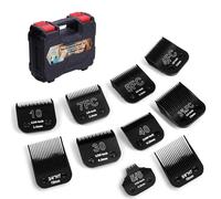 YAZIYIR 10-Pack Detachable Dog Grooming Steel Blades with blade case Holder- Compatible with Andis, Oster A5, Wahl KM-10 Series - 1/100" to 3/4" Cut Length (Black)