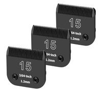 YAZIYIR 3 Pack 15# Detachable Dog Grooming Steel Blades,Compatible with Andis,Oster A5,Wahl KM-10 Series,Cut Length 3/64" 1.2MM （Black）