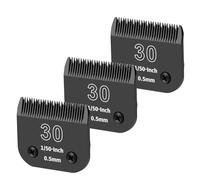 YAZIYIR 3-Pack 30# Detachable Dog Grooming Steel Blades - Compatible with Andis, Oster A5, Wahl KM-10 Series - 1/50-Inch (0.5mm) Cut Length (Black)