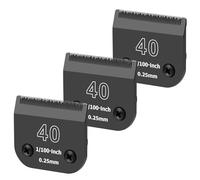 YAZIYIR 3-Pack 40# Detachable Dog Grooming Steel Blades - Compatible with Andis, Oster A5, Wahl KM-10 Series - 1/100” -Inch (0.25mm) Cut Length (Black)