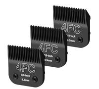 YAZIYIR 3-Pack 4FC Detachable Dog Grooming Steel Blades - Compatible with Andis, Oster A5, Wahl KM-10 Series - 3/8 Inch (9.5mm) Cut Length (Black)