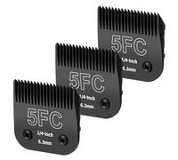YAZIYIR 3-Pack 5FC Detachable Dog Grooming Steel Blades - Compatible with Andis, Oster A5, Wahl KM-10 Series - 1/4" -Inch (6.3mm) Cut Length (Black)