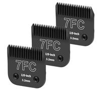 YAZIYIR 3-Pack 7FC Detachable Dog Grooming Steel Blades - Compatible with Andis, Oster A5, Wahl KM-10 Series - 1/8-Inch (3.2mm) Cut Length (Black)