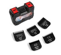 YAZIYIR 5-Pack Detachable Dog Grooming Steel Blades - Compatible with Andis, Oster A5, Wahl KM-10 Series - 1/100" to 3/8" Cut Length (Black) (10+40+7FC+5FC+4FC)