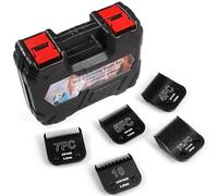 YAZIYIR 5-Pack Detachable Dog Grooming Steel Blades with blade case Holder- Compatible with Andis, Oster A5, Wahl KM-10 Series - 1/16" to 1/2" Cut Length (Black) (10+7FC+5FC+4FC+3-3/4FC)
