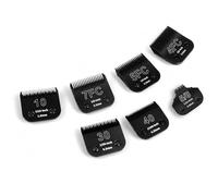 YAZIYIR 7-Pack Detachable Dog Grooming Steel Blades - Compatible with Andis, Oster A5, Wahl KM-10 Series - 1/100" to 3/8" Cut Length (Black) (10+30+40+7FC+5FC+4FC+5/8N)