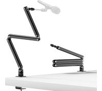 Yazoni 3LB Mic Arm - 360° Swivel Low Profile Mic Arm Stand with Desk Mount Clamp, Screw Adapter, Hidden Wire Clamps, Adjustable Boom Arm Compatible 3/8" 5/8" Thread for Podcast,Gaming,Streaming,Studio
