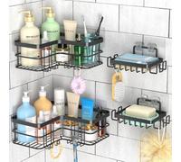 Yazoni Conner Shower Caddy 4-Pack, Adhesive Bathroom Shelves with Soap