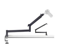 Yazoni Microphone Boom Arm, Low Profile Mic Arm Stand with Desk Mount Clamp, Screw Adapter, Hidden Cable Channels, Adjustable Mic Stand for Boom Stick Microphone, for Podcast Gaming Streaming Studio