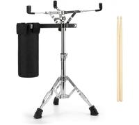 Yazoni Snare Drum Stand with Drum Stick Holder, Foldable Double Braced Tripod Snare Stand Fit for 10 to 12 Inch Snare Drums, Adjustable Height 17.7-26.7 Inches for Drum Beginners, Lightweight