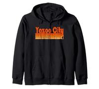 Yazoo City, Mississippi Retro 80s Style Zip Hoodie