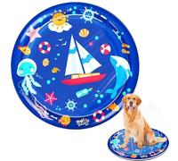 Yaztauho Dog Water Play Mat - Pet Fountain Water Play Mat - Foldable Pet Sprinkler Pad for Dogs, Cats, Children, Playground and Garden