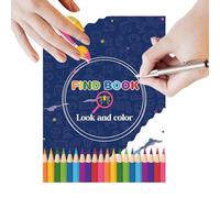 Yaztauho Find Book Look and Color - Kids Teens Cartoon Character Coloring Pages - Thick Compact Look Find Activity Creative Fun Play for Home Beach Vacation