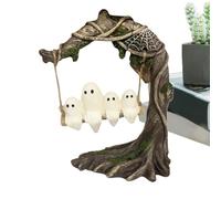 Yaztauho Ghost on Tree Swing Statue - Ghost Decorations,Resin Cute Scary Desktop Ornament Centerpiece for Porch Haunted Home Table Yard Fireplace Mantel Decoration