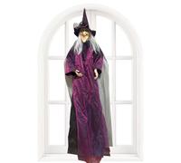 Yaztauho Halloween Witch Decor - 82.67" Animatronic Witch Props With Scary Sounds And Red Eyes, Horror Animated House Decor, Halloween Decorations For Haunted House Door Garden Yard Lawn