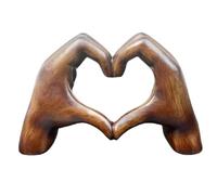Yaztauho Love Heart Sculpture - Hand Gesture Aesthetic Figurine, Resin Boho Wedding Decorative Accents in Wooden Color