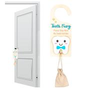 Yaztauho Tooth Fairy Hanger - Lost Tooth Holder with Money Slot - Keepsake Box with Pouch, Cute Wooden Souvenir for Storage Home Collection Boys Girls