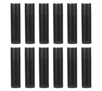 YAZWUR 12 Pcs Reusable Plastic Lipstick Tubes Empty with Caps Ideal for DIY Balms, Cocoa Butter, Beauty Tools, Sticks, Gloss Containers, Lip Balm (5g) (Black)