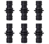 YAZWUR 6 Pieces Garden Hose Coupling Extension Double Sided Nozzle G1/2 Connector Outside Thread Tap Adapter Hose Quick (1/2") (Black)