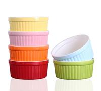 YAZYLIFE Ramekins 12oz,Ramekins for Creme Brulee and Souffle Dishes,Porcelain Oven Safe Baking Bowls,Pudding Cups,Soup Bowl,Set of 6,Color
