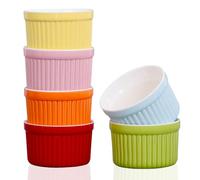YAZYLIFE Ramekins 4oz,Ramekins for Creme Brulee and Souffle Dishes,Porcelain Oven Safe Baking Bowls,Pudding Cups,Set of 6,Color