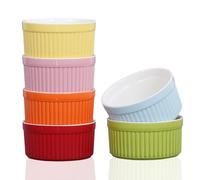YAZYLIFE Ramekins 8oz,Ramekins for Creme Brulee and Souffle Dishes,Porcelain Oven Safe Baking Bowls,Pudding Cups,Set of 6,Color