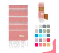 Yazz Turkish Cotton Beach Towel |%100 Cotton | 39x71 inch Oversized | Quick Dry, Lightweight, Compact, Sand Free | Peshtemal for Beach, Bath, Spa, Gym, Yoga, Pool, Travel (Coral)