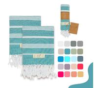 Yazz Turkish Cotton Hand Towels - Set of 2, 18" x 30" inches, Cotton Turkish Hand Towel Sets Clearance, Hand Face Towels, Decorative Peshtemal Turkish Hand Towels (Petrol)