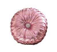 YB-FCJKPA Solid Color Sequin Round Pillow, Pumpkin Pleated Handmade Metallic Throw Pillows, Faux Leather Decorative Circle Floor Cushion for Home Decor (Pink)