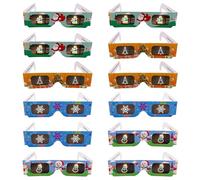 YB-OSANA 3D Christmas Glasses-12 Pack Holiday Specs Hologram Holiday Images Turn Holiday Lights into Magical Images -Christmas Trees, Santa Claus, Snowmen, Snowflake (3D Christmas Glasses-1)