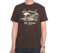 YBA Inspired by Blackadder T Shirt - Mrs Miggins Pie Shoppe Cult TV Comedy T Shirt ! brownL