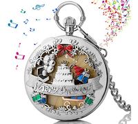 YBAAKZIIR Pocket Watch, Musical for Men Unique Pendant Necklace Hanginges Dad Gifts for Birthday(Silver)