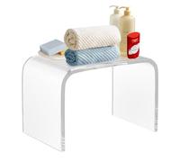 ybaymy Clear Acrylic Shower Stool Non Slip Acrylic Shower Bench Waterproof Transparent Chair Step Stool for Bathroom Kitchen Bedroom -Through Modern Seat,Toilet Stool, Footstool, Display Rack