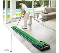 ybaymy Indoor Golf Putting Mat, with 1 Putter and 3 Balls, 3m Dual Speed Golf Training Mat with Auto Ball Return, Mini GolfPractice Training Aid, GolfPutting Trainer for Home, Office, Outdoor Use