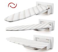 ybaymy Ironing Board, Small Foldable Wall Mounted Board with 180° Rotatable Cover, Heat-Resistant, White