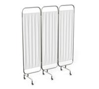 ybaymy Medical Privacy Screen, 3 Folding Room Divider Curtains on Wheels 150x180 cm Medical Screen Divider Stainless Steel Privacy Screens White Curtains, for Hospital, First Aid Rooms, Nursing Homes