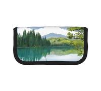 YBAZYBXY Mountain Lake View Sunny Day Nature Print Canvas Fountain Pen Pouch Stylish Pen Case Organizer Bag Makeup Bags,for Everyday Travel