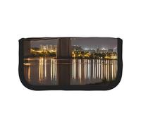 YBAZYBXY New York Manhattan Bridge Night Print Canvas Fountain Pen Pouch Stylish Pen Case Organizer Bag Makeup Bags,for Everyday Travel