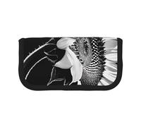 YBAZYBXY Sunflower Black Grey Print Canvas Fountain Pen Pouch Stylish Pen Case Organizer Bag Makeup Bags,for Everyday Travel