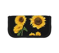 YBAZYBXY Sunflower Blooming Flowers Plants Black and Yellow Print Canvas Fountain Pen Pouch Stylish Pen Case Organizer Bag Makeup Bags,for Everyday Travel