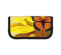 YBAZYBXY Sunflower Butterfly Sunny Print Canvas Fountain Pen Pouch Stylish Pen Case Organizer Bag Makeup Bags,for Everyday Travel