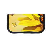 YBAZYBXY Sunflower Butterfly Sunny Print Canvas Fountain Pen Pouch Stylish Pen Case Organizer Bag Makeup Bags,for Everyday Travel