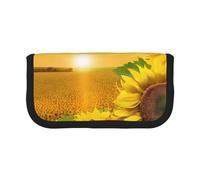 YBAZYBXY Sunflower Field Print Canvas Fountain Pen Pouch Stylish Pen Case Organizer Bag Makeup Bags,for Everyday Travel