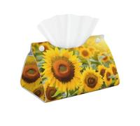 Ybazybxy Sunflower Print Faux Leather Tissue Box Cover Rectangle | Long Tissue Box Cover | Car Tissue Holder