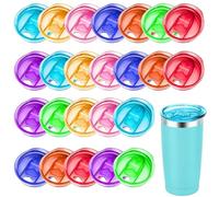 YBB 24 Pcs 20 oz Skinny Tumbler Replacement Lids, Multi-colored Spill Proof Splash Resistant Tumbler Cup Lids Cover