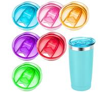 YBB 6 Pcs 20 oz Skinny Tumbler Replacement Lids, Multi-colored Spill Proof Splash Resistant Tumbler Cup Lids Cover
